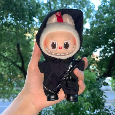 New windbreaker doll high-quality metal gun accessories for 17cm Labubu doll gift