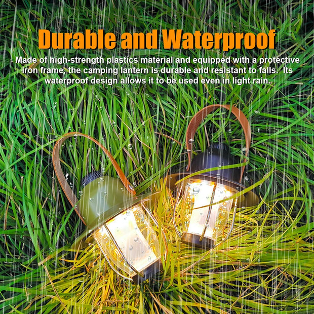 Camping Tent Light Portable LED Campsite Lantern Waterproof Night Lamp Support 3 Color and Stepless Dimming for Tent Hiking