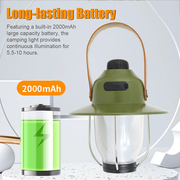 Camping Tent Light Portable LED Campsite Lantern Waterproof Night Lamp Support 3 Color and Stepless Dimming for Tent Hiking